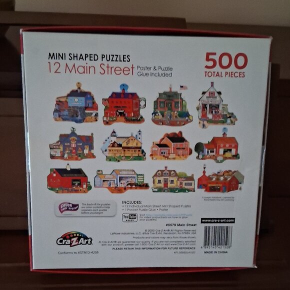 Jigsaw Puzzle - Main Street - 12 Mini Shaped Puzzles - 500 Pieces - Picture 2 of 2